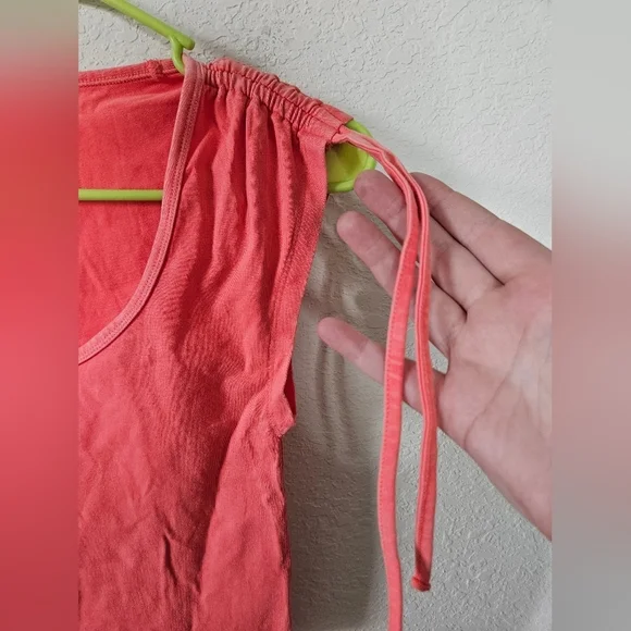 NWOT American Eagle Deep Scoopneck Ruched Tie Sleeve Soft Stretch Cropped Tank - Picture 3 of 5